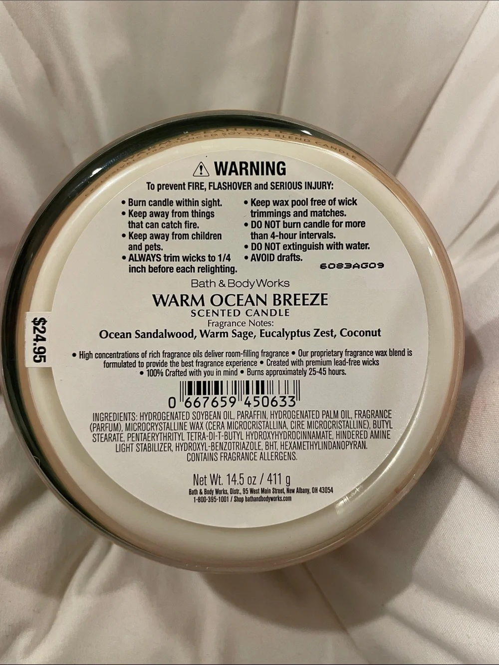 BBW Warm Ocean Breeze 3 Wick Candle